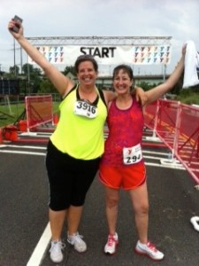 Shadra celebrating with me after my first 5K……I walked it, folks! Image